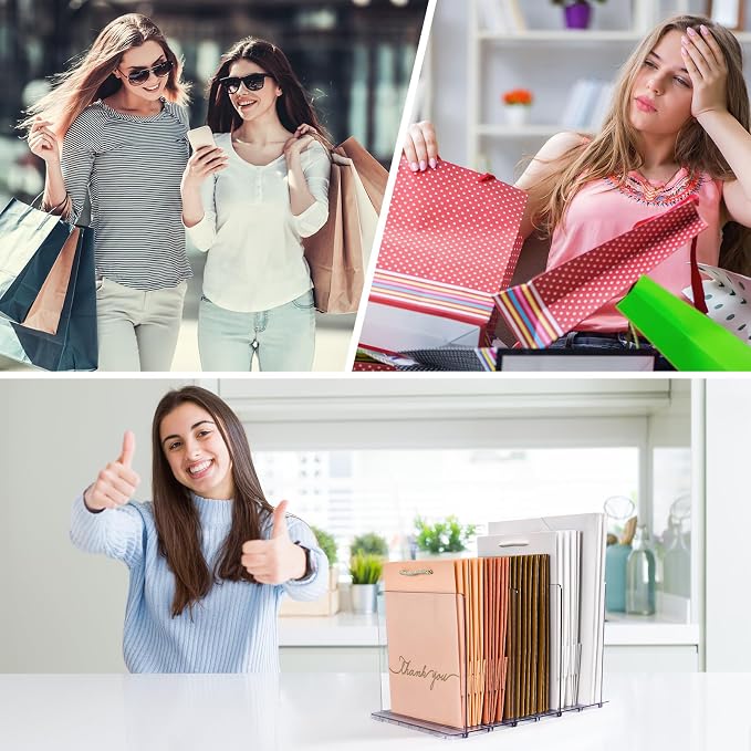 GoMaihe Bag & Purse Organizer for Closet: Adjustable Clear Handbag Storage Shelf - Plastic Clutch Dividers | Minimal | Keep Purses upright