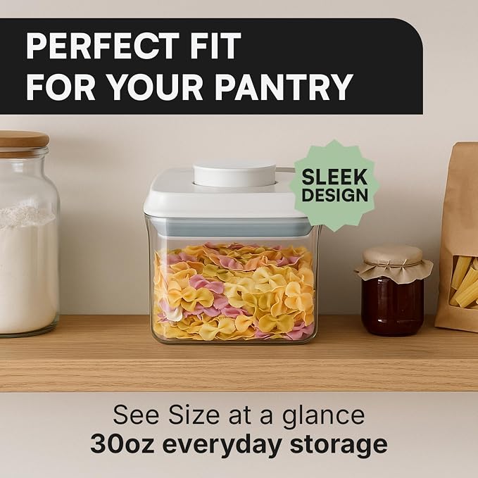 Bop Top Airtight Food Storage Containers with Lid 3.5 Cups / 30 oz | Kitchen Canister Sets | Air Tight Pantry Container | Pop Top Dry Food Storage Containers for Snacks, Sugar, Flour, Baking, Pasta
