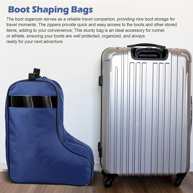 1 Pc Boot Bags for Cowboy Boots Portable Storage Bag for Travel Long Tube Shoes Bags Men Tall Shoe with Handle for Home (Dark Blue)