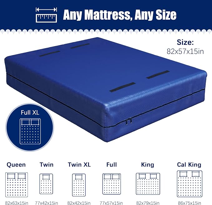 Cosy Family Mattress Bags for Moving with 8 Handles - 170GSM Extra-Thick Mattress Bag for Moving Supplies - Reusable Mattress Cover Protector Storage with Zipper, Blue, Full XL