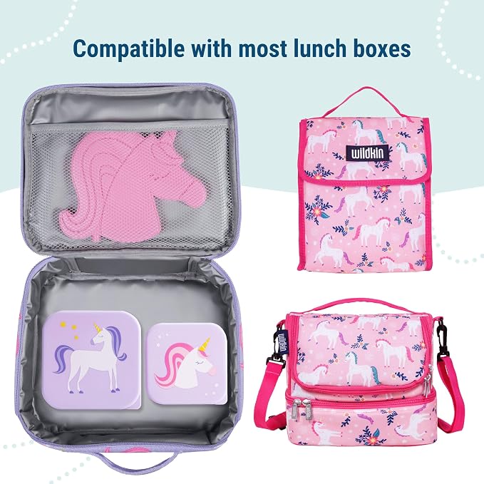 Wildkin Set of 3 Kids Nesting Food Containers for Girls – Stackable, Airtight & BPA-Free Snack Containers, Dishwasher Safe Lunch Box Containers for School & Travel, Ages 3–12 – Unicorn