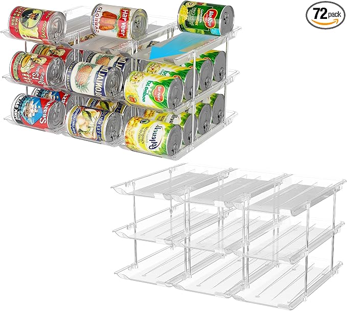 LXLXXL Can Organizer For Pantry 6 Tier*3 Canned Food Goods Organizer For Cabinet Clear Automatic Rolling Can Storage Organizer Pantry Holders Rack