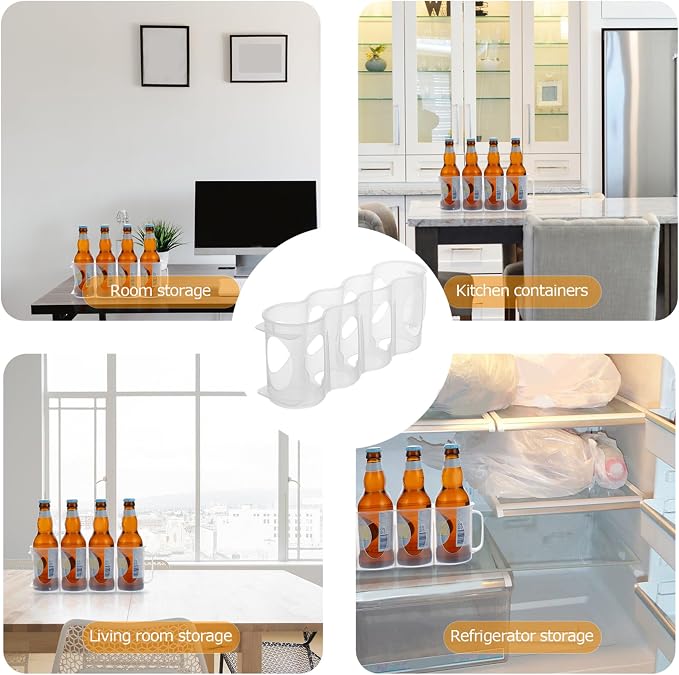 Hemoton 2pcs Refrigerator Organizer Bins Drink Holder Storage Bin Portable Can Dispenser Beverage Holder for Fridge Storage Sliding Freezer Kitchen Countertops Cabinets