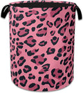 Pink Leopard Laundry Basket Collapsible Laundry Hamper Clothes Storage Bin for Bathroom Bedroom Room Decor 16" X 20.8"
