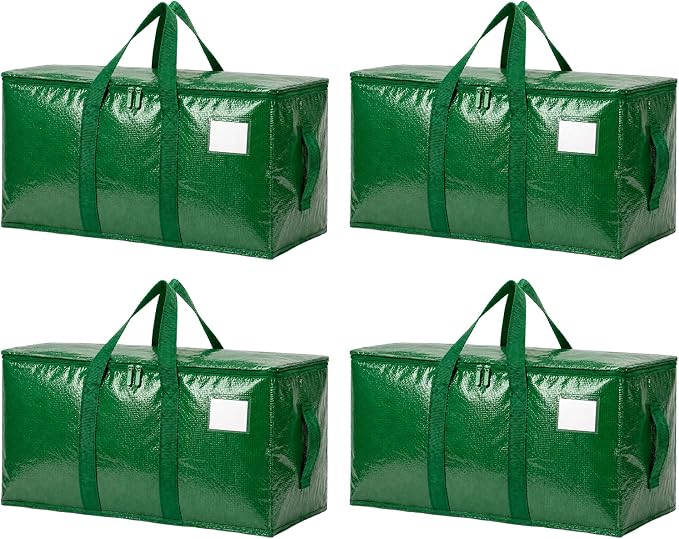 Songrey Heavy Duty Moving Bags, 4 Pack Large Storage Bags with Zipper & Handles, Waterproof Totes Bags for Clothes Packing, Moving, College Supplies, Home Organization
