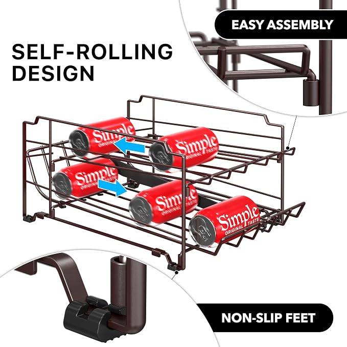 Simple Houseware Dual Row Front Loading Stackable Can Dispenser, Bronze