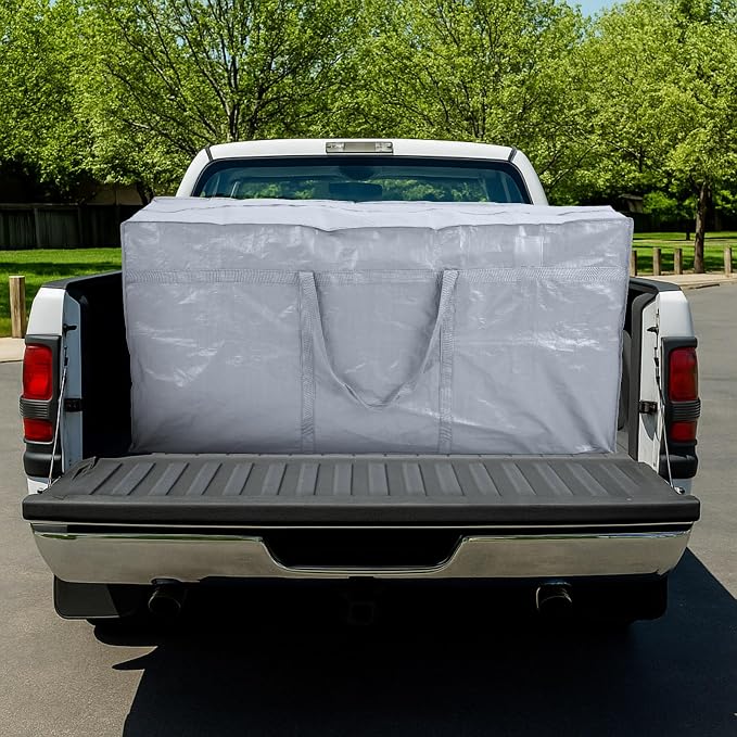 Windyun 4 Pack 177 Gallon Extra Large Moving Bags XXL Heavy Duty Storage Bag with Strong Zipper Handle Jumbo Big Tote Box Foldable for College Dorm Travel Clothes Duffle Blanket Pillow(Silver)