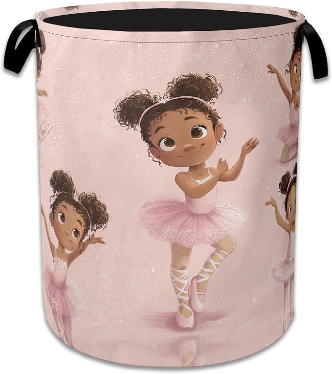 Ballet Girl Laundry Basket Collapsible Laundry Hamper Oxford Storage Bin for Clothes Storage, Organizer, Books and Sundries 16" X 20.8"
