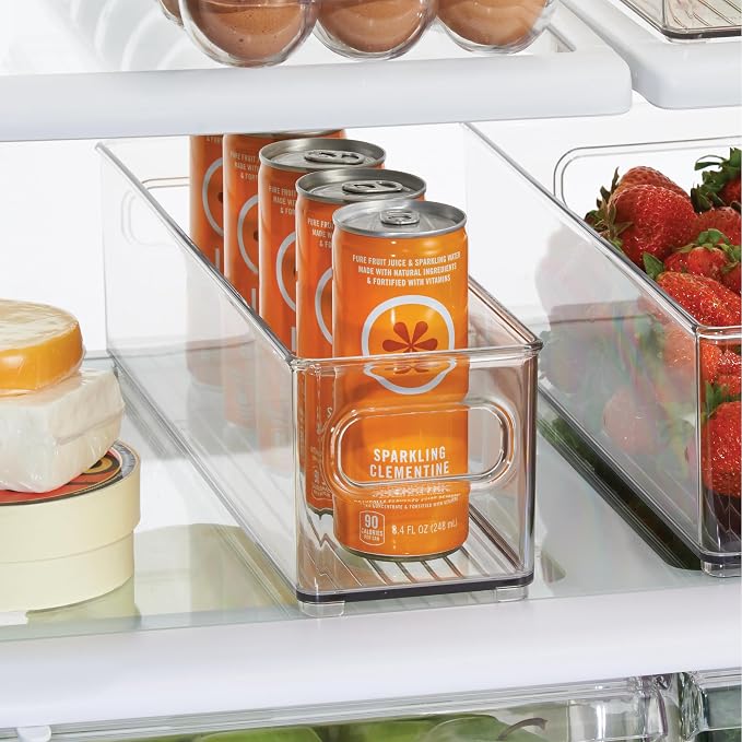 iDesign Stackable Fridge Bin with Handles, Set of 2, Clear | Ideal for Freezer or Pantry, Made in USA