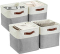 DECOMOMO Cube Storage Bin 11x11, Fabric Storage Bins, Kallax Storage Cubes (Grey & White, 4 Pack)
