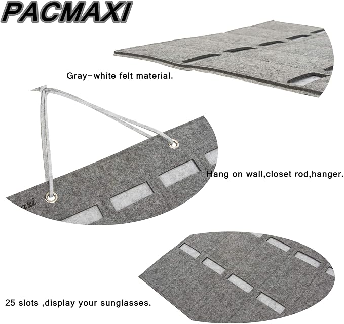 PACMAXI Sunglasses Storage Organizer, Wall Pocket Mounted by Sunglasses, Hanging Eyeglasses Storage Holder, Eyewear Display.