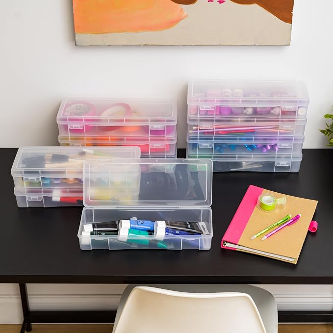 IRIS USA Clear Storage Cases, 6-Pack, |Made in USA|, Plastic Bead Organizing Containers with Snap Lid for Arts, Crafts, Ephemera, Stickers, & Dance Cheer, Clear - Large