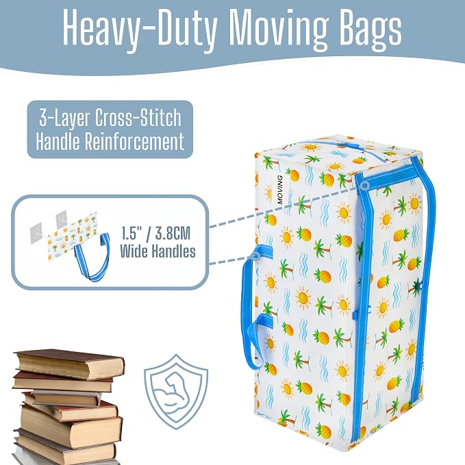 VENO 6 Pack Heavy Duty Moving Bags with Backpack Straps, Zippers & Handles, Extra Large Packing Bags for College Dorm Essentials, Moving Supplies Alternative to Cardboard Moving Boxes