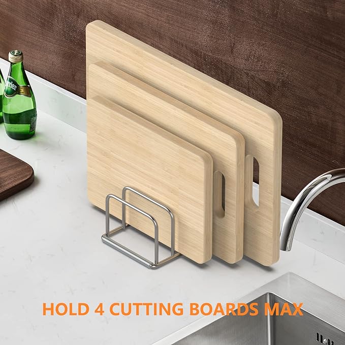 KORRTFID Cutting Board Organizer Stand Holder,304 Stainless Steel Chopping Board Holder,Pot Pan Lid Holder Rack kitchen Shelf Bakeware,Cookie Sheets Organizer (1.0 Inch Width Slots)