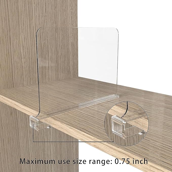 Acrylic Shelf Dividers for Closet Organization, Closet Shelf Organizer Closet Separator for Wood Shelves Clear Shelf Dividers for Closets (8 Pack)