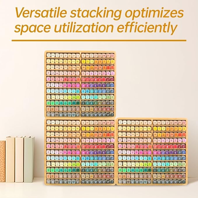 walowalo Markers Organizer Hold 176 Markers Birthday Gifts Bamboo Pen Holder Art Supply Pencil Alcohol Storage Organizer 22 Compartments All-in-One Marker Storage for Home Office Desk Classroom