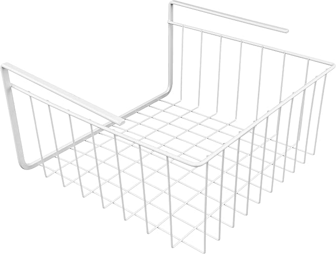 White Wire Under-Shelf Storage Basket, 17-Inch – Durable Organization Solution for Kitchen, Pantry, and Closet