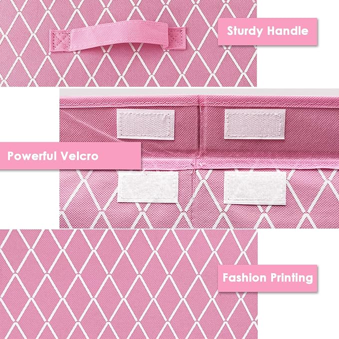 Toy Box Chest Organizer Bins for Girls Boys, Kids Large Fabric Collapsible Storage Basket Container with Flip-Top Lid & Handles for Clothes,Blanket,Nursery,Playroom,Bedroom (Pink)