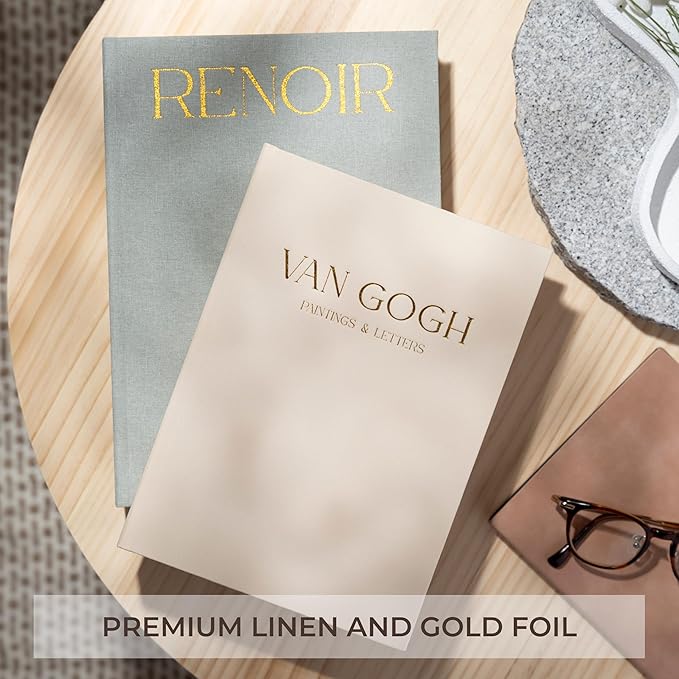 Decorative Books Set of 2 with Hidden Storage – Premium Linen Coffee Table Books, Van Gogh & Renoir Art Decor | Faux Decorative Book Storage Box for Living Room, Entryway & Home Decor