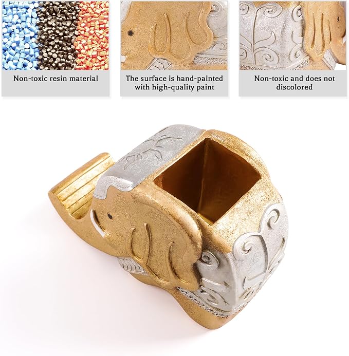 MOKANI Elephant Pencil Holder with Phone Stand, Elephant Gifts for Women | Office Home Desk Organizer Accessories Cute Desk Decor Decorations Thanksgiving Christmas Christmas Gift