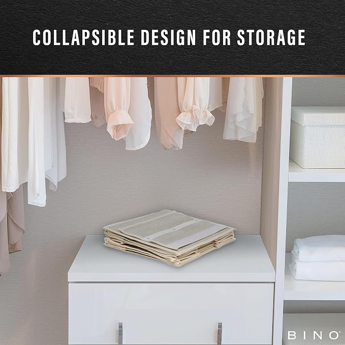 BINO 6-Shelf Sweater Closet Organizer - Beige | Closet Hanging Organizer for Bedroom | Sweater Storage Organizers | Hanging Shelves | Portable Closets for Clothes | Room Essentials
