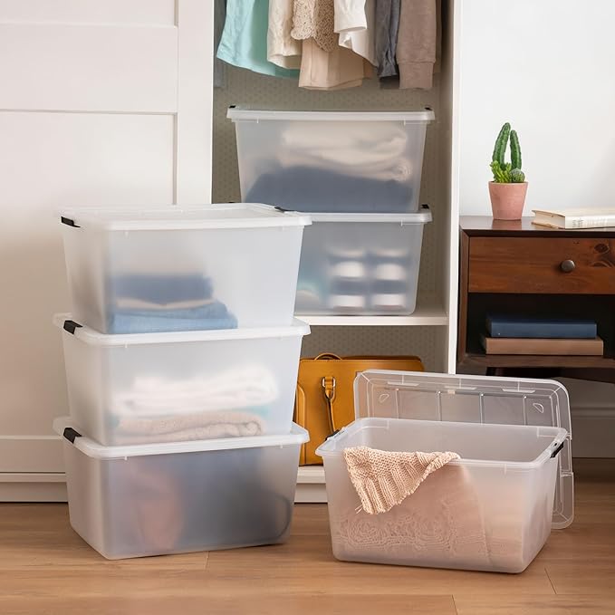 IRIS USA 32 Qt High-Capacity Clip Box 6-Pack, Craft Storage Bins with Latching Lids, Art & Writing Supply Containers for Home, Office & Classroom Organization