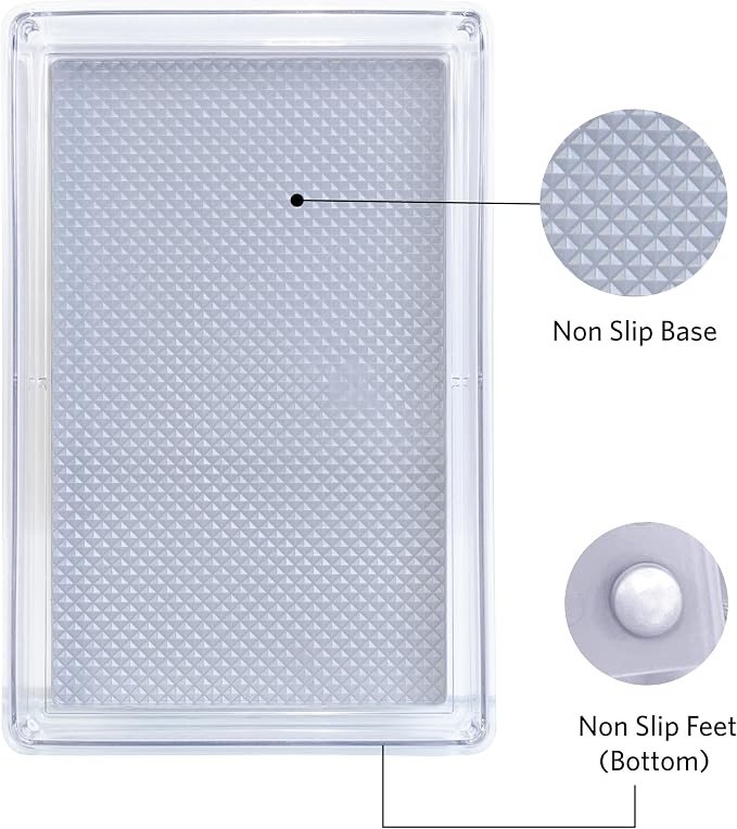 Glad Drawer Organizer Bin, 9x6 - Heavy Duty Clear Plastic Storage Tray for Junk Drawers, Kitchen Utensils, Bathroom Vanity, and Organizing Pantry - BPA Free, Food Safe, Non Slip