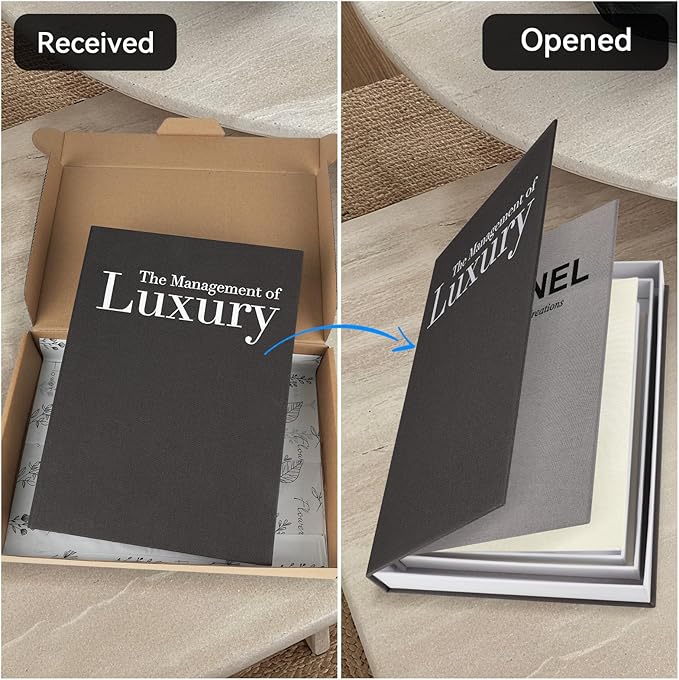 1DOT2 Decorative Books Set of 3, Black-Gray-Beige-Luxury | Coffee Table Home Decor, Living Room Decoration, Photo Storage, Keepsake Box