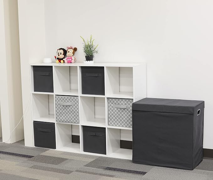 Simple Houseware Foldable Cube Storage Bins, 11-Inch Dark Gray, 6-Pack Fabric Cubes Organizer for Closet or Shelves