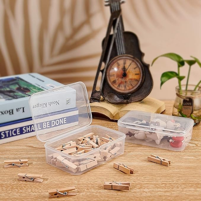 BENECREAT 8 Pack 4.6x2.8x1.3 Rectangle Clear Plastic Bead Storage Containers Box Case with lid for Pins, Tiny Bead, Jewelry Findings and Other Small Items