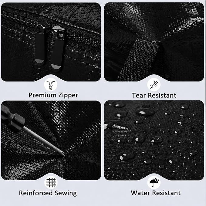 Songrey Heavy Duty Moving Bags, 4 Pack Large Storage Bags with Zipper & Handles, Waterproof Totes Bags for Clothes Packing, Moving, College Supplies, Home Organization
