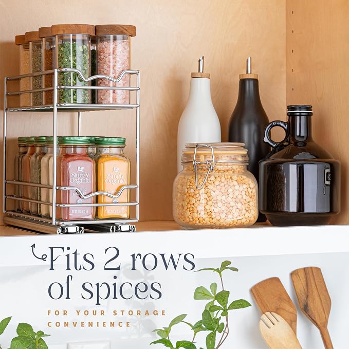 Pull Out Cabinet Organizer for Spices, Cans 4-1/2"W x 10-3/8"D x 8-7/8"H | Heavy Duty with Lifetime Limited Warranty, Pull Out Spice Rack, Cabinet Pull Out Shelf for Cans, Dishes, Etc, Easy to Reach