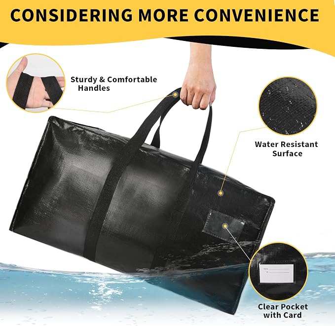 Heavy Duty Extra Large Moving Bags,58 Gallon Jumbo Packing Bags,Huge Moving Storage Bags with Strong Zippers & Carrying Handles,Reusable Big Moving Storage Bags for College Dorm Travel 1Pack
