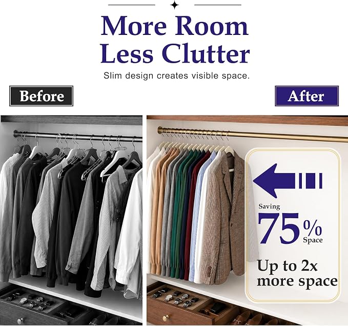 HOUSE DAY Ivory Velvet Hangers 60 Pack, Sturdy Non Slip Hanger Wrinkle-Free | Clothes Hangers with 360° Swivel Hook, Heavy Duty Slim Felt Hangers for Closet Space Saving, No Shoulder Bumps for Shirt-75g