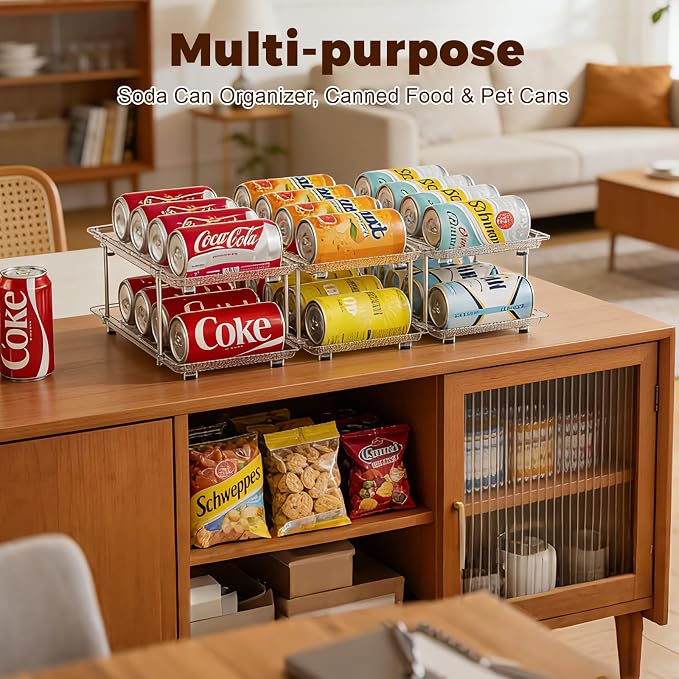 Cat Food Can Organizer, 3-Tier Adjustable | Modular, For Pantry & Fridge, Fits 3oz & 5oz Cans, Clear, Soup Cans Storage