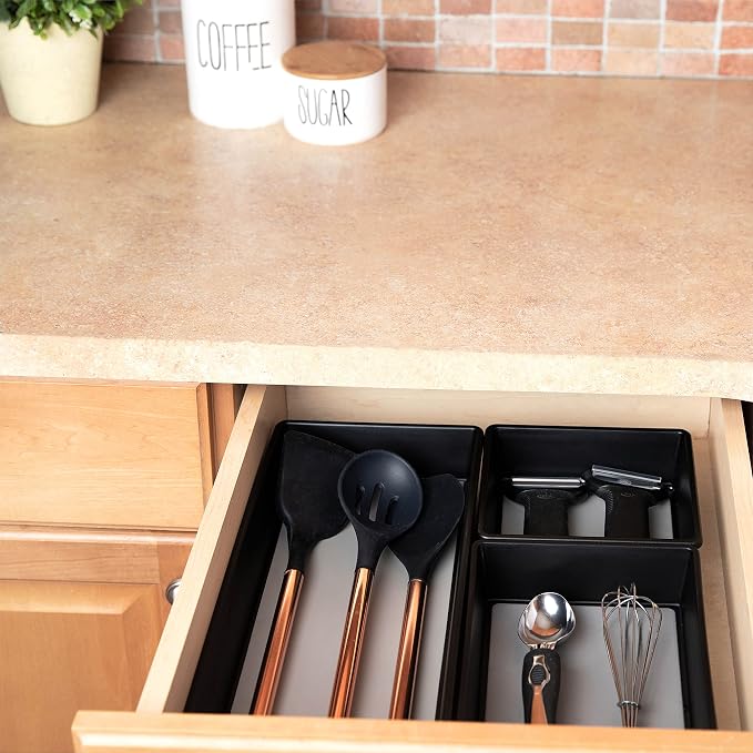 Plastic Drawer Organizer Trays Office Desk Storage Bins, 3-Sizes | Organization Solution for Junk Drawer, Makeup, Kitchen Utensils, Bathroom, Jewelry and Office Desk