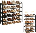 ENJOYBASICS 5 Tier Expandable Shoe Rack for Closet, Free Standing Metal Shoe Shelf Storage Organizer Holder 20 Pairs, Adjustable Width Shoe Rack for Entryway Small Space, Black
