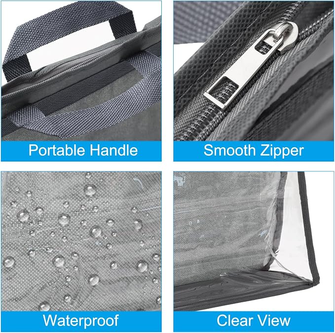 PATIKIL Handbag Dust Bags, 2 Pack Clear Purse Storage Organizer XL Size PVC Dustproof Handbag Cover Transparent Purse Protector, Gray