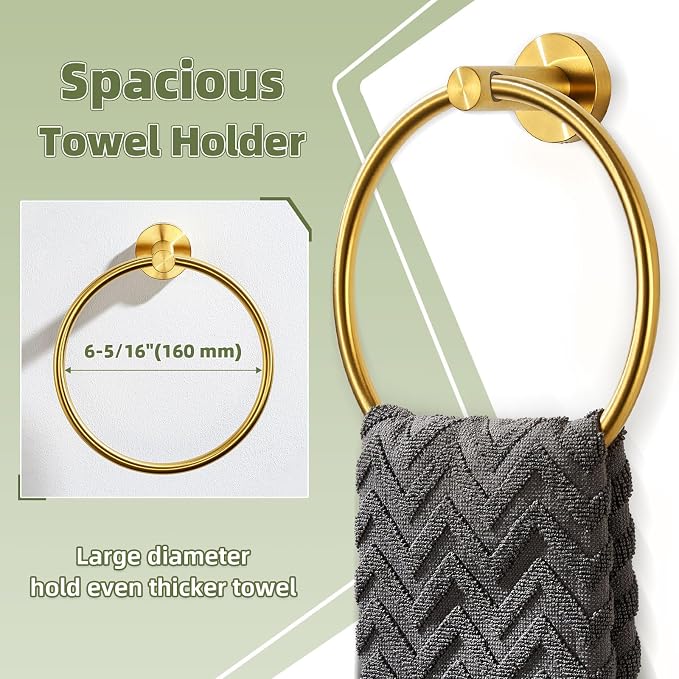 APLusee Towel Ring for Bathroom Wall, Brushed Dark Gold Hand Towel Ring Holder, Heavy Duty SUS 304 Stainless Steel Modern Bathroom Accessories