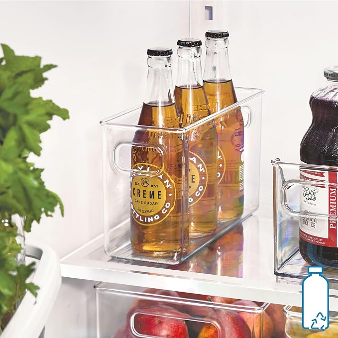 iDesign Slim Clear Plastic Storage Bin, Tall Narrow | Organizer, For Kitchen, Fridge, Freezer, or Pantry