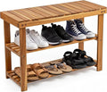 BEEFURNI Wooden Shoe Rack Bench, 3-Tier Wooden Shoe Organizer for Entryway, Aciaca Bench with Shelf, Solid Wood Shoe Storage Bench for Doorway, Hallway, 300 LBS, 1-Year Warranty, Natural Acacia