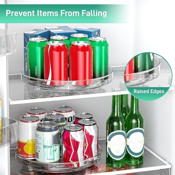 Optish 4 Pack Lazy Susan Organizer, 9.5 Inch Lazy Susan Turntable for Cabinet, Refrigerator Organizer for Pantry Organizers and Storage, Non-Skid Fridge Organizer