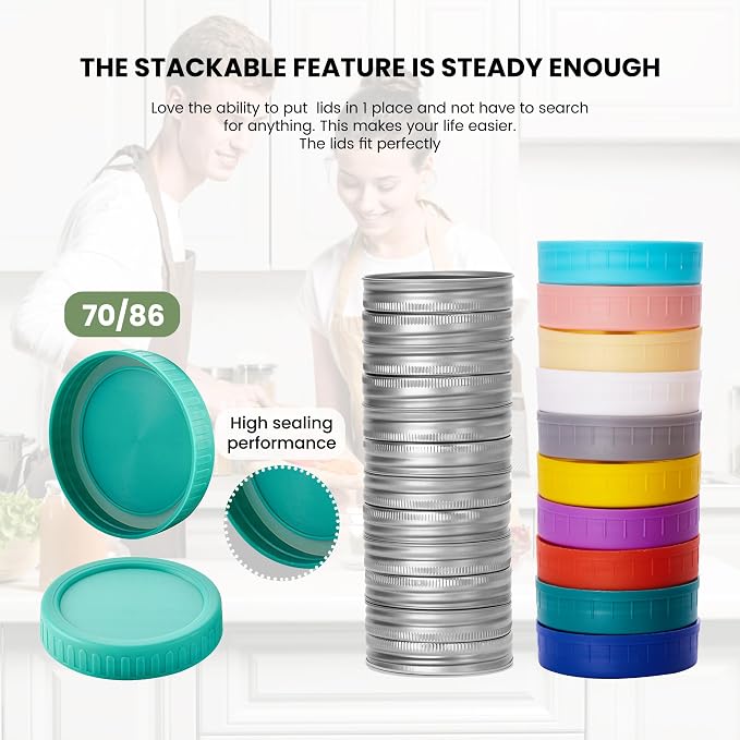 Mason Jar Lid Organizer, Regular Mouth Lid Holder (2pcs) | Mason Jar Lid Storage Made of Bamboo, Stackable Space-Saving Rack, Suitable for Mason/Canning/Bamboo Lids