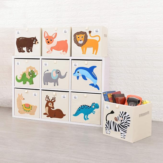 Foldable Animal Cube Storage Bins Fabric Toy Box/Chest/Organizer for Toddler/Kids Nursery, Playroom, 13 inch (Dog)