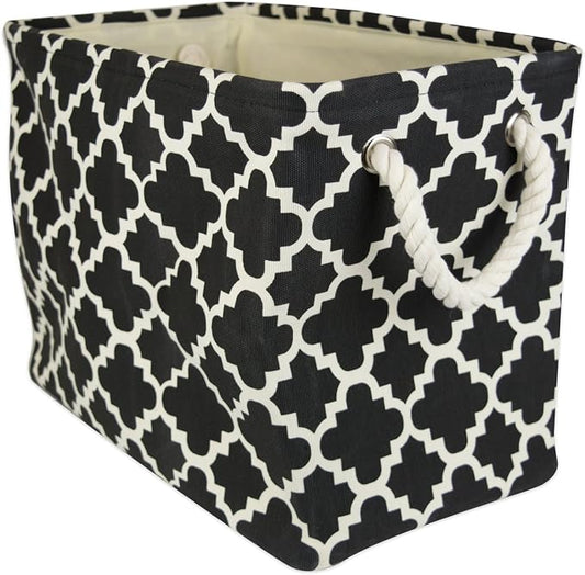 DII Polyester Container with Handles, Lattice Storage Bin, Large, Black