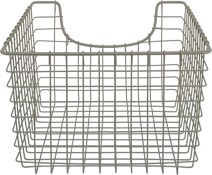 Spectrum Wire Scoop Basket Storage Bin Satin Nickel Nesting Metal Baskets Pack of 2 for Kitchen Pantry Closet Bathroom Garage Organization, Heavy Duty Wire Basket Organizer for Storage Decor