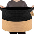 MEGASKET Extra Large Storage Basket, 22" X 14" Blanket Storage for Living Room, Decorative Kids Dog Toy Bin Box, Big Woven Cotton Rope Baskets for Organizing, Farmhouse Blanket Pillow Holder Organizer