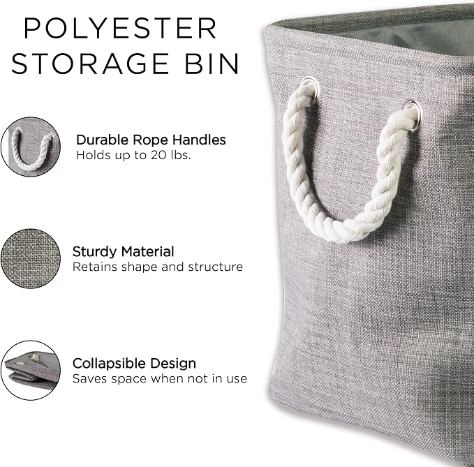 DII Polyester Storage Bin Gold Metallic Collection Collapsible with Handles Large Round Millennial Pink