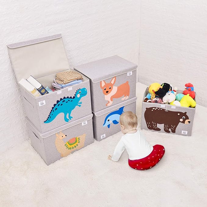 Foldable Large Kids Toy Chest with Flip-Top Lid, Collapsible Fabric Animal Toy Storage Organizer/Bin/Box/Basket/Trunk for Toddler, Children and Baby Nursery (Zebra)
