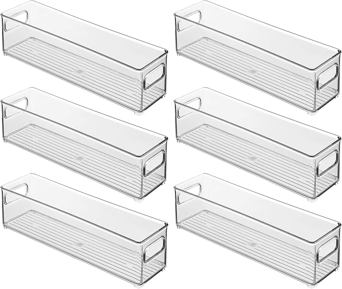 iDesign Stackable Fridge Bin with Handles, Set of 6, Clear | Ideal for Freezer or Pantry, Made in USA